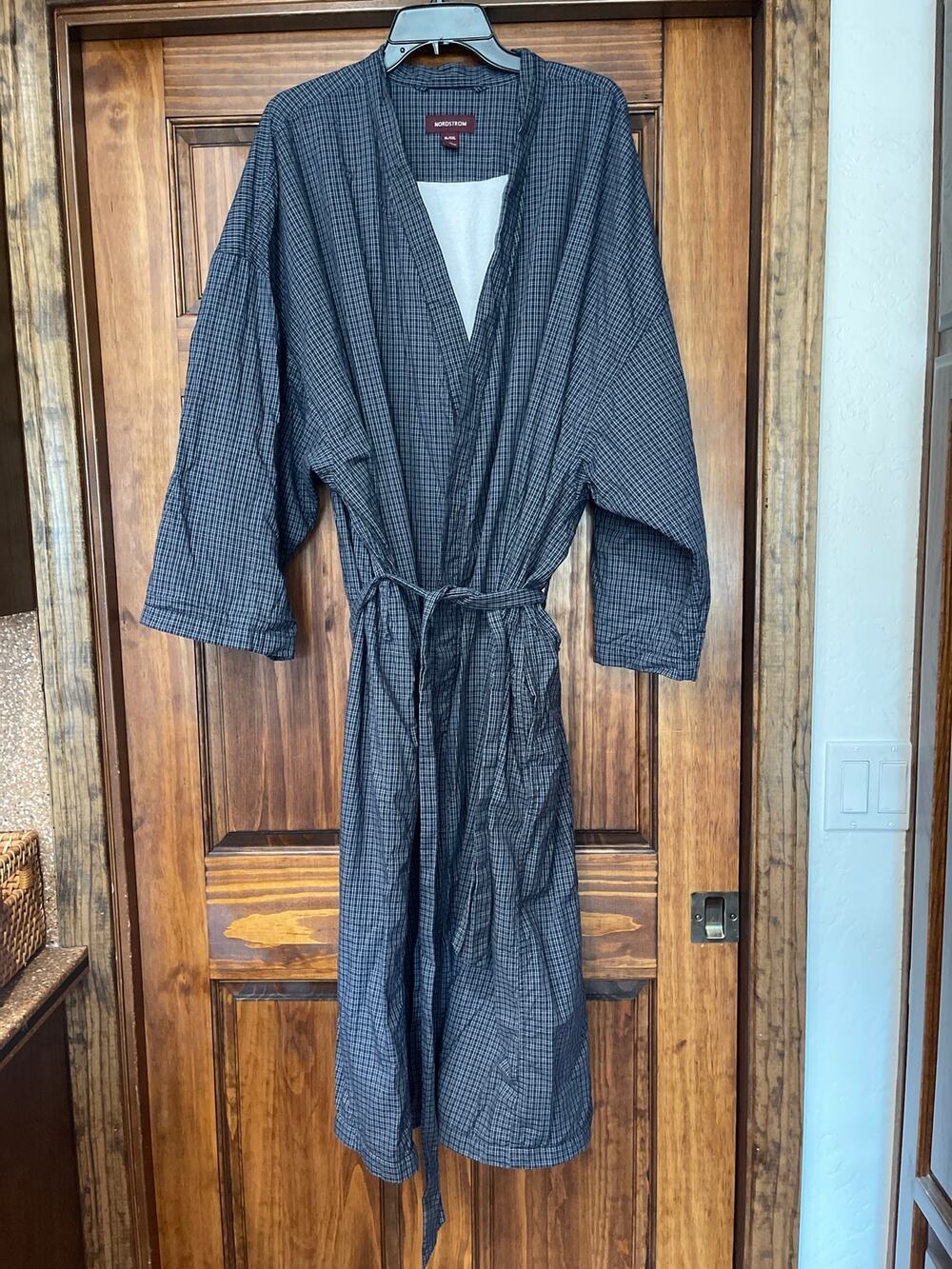 NORDSTROM Kimono Bathrobe  Plaid Cotton French Terry Lined Robe  XL/XXL